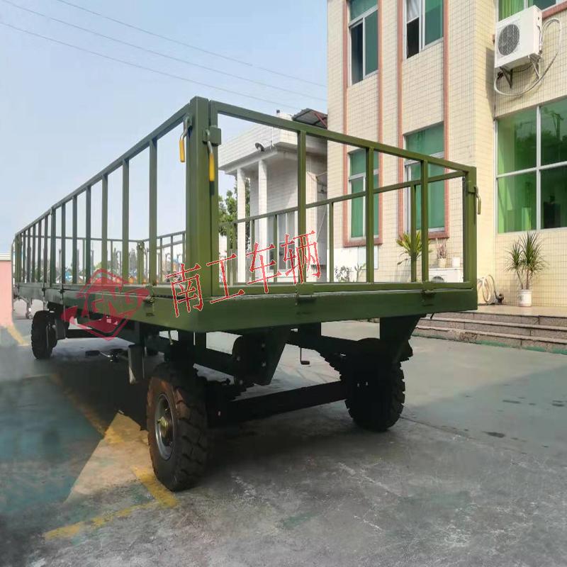 5吨护栏球友会(中国) 全挂底盘拖车 军绿色